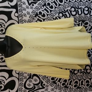 Womens lightweight Yellow sweater with silver embellishments. Size Large